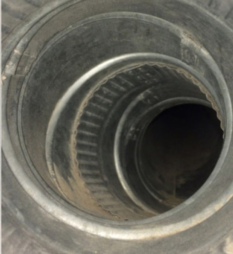 Same dryer vent fully cleared and clean after professional cleaning
