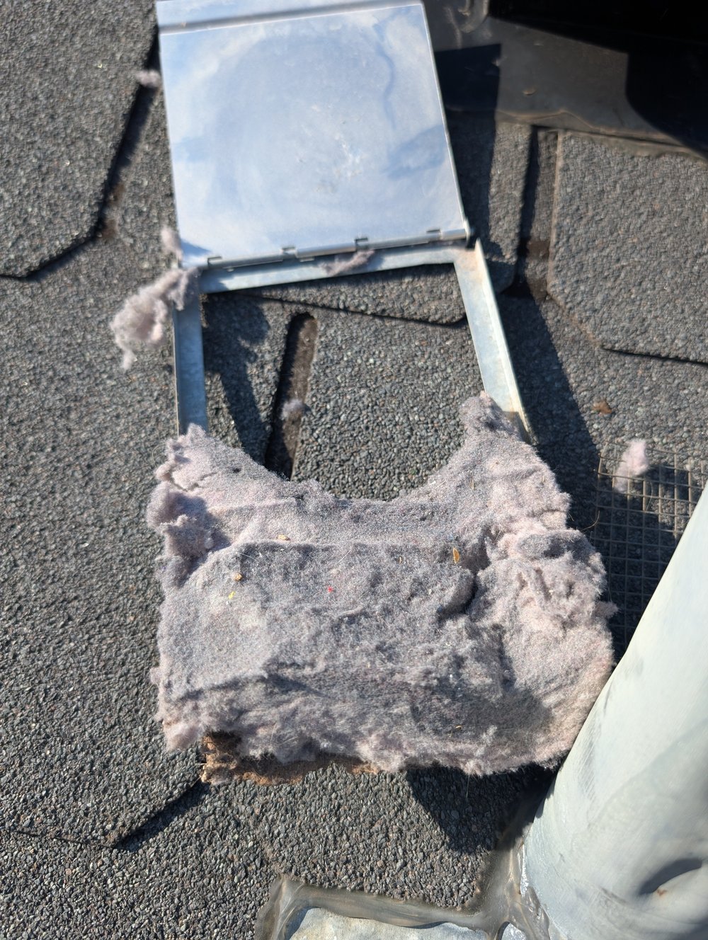 Lint blockage removed from roof dryer vent